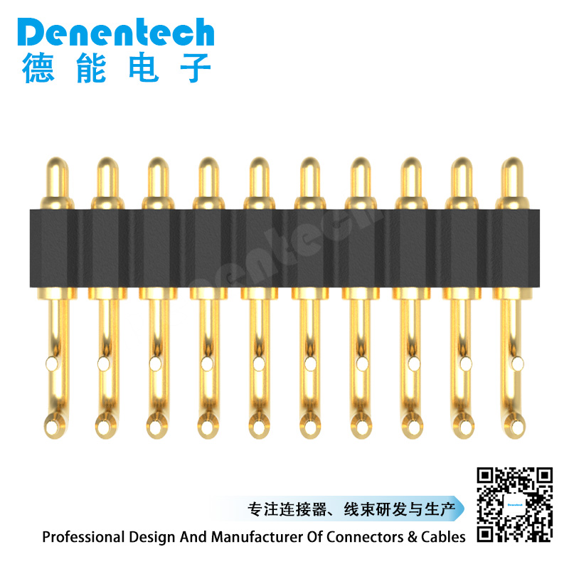 Denentech 2.0MM H4.0MM dual row male right angle pogo pin connector with peg